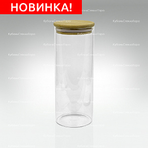 Банка 1 л стеклянная с бамбуковой крышкой оптом и по оптовым ценам в Ижевске