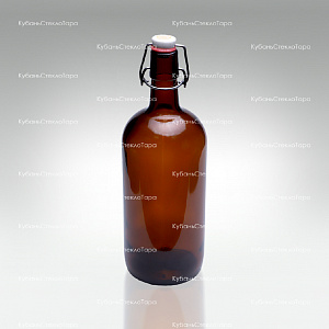 Бутылка «Бугельная» 1л. (Коричневая) стеклянная с пробкой оптом и по оптовым ценам в Ижевске
