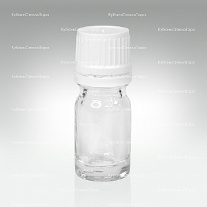 Флакон для капель 0,005 л (18) прозрачное стекло с белой винтовой крышкой КПВ оптом и по оптовым ценам в Ижевске