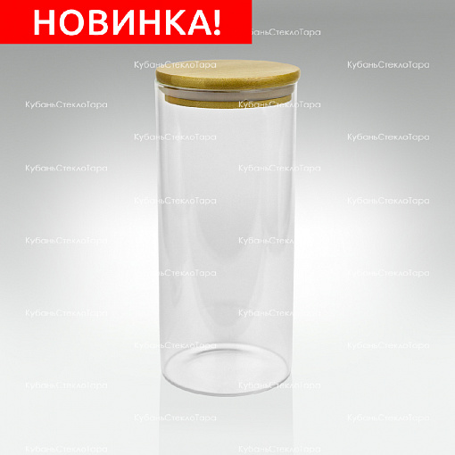 Банка 1,2 л стеклянная с бамбуковой крышкой оптом и по оптовым ценам в Ижевске